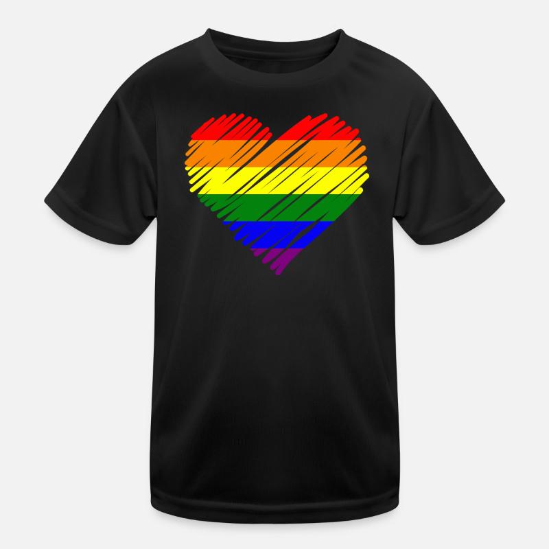 Regenbogen Pride Herz Kinder Funktions-T-Shirt