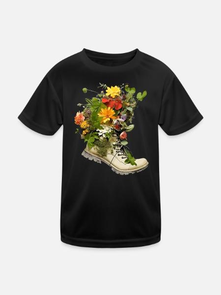 Green footprint Climate-neutral, environmental protection - Kids Functional T-Shirt - black - Front