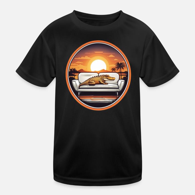 Alligator on sofa Kids Functional T-Shirt