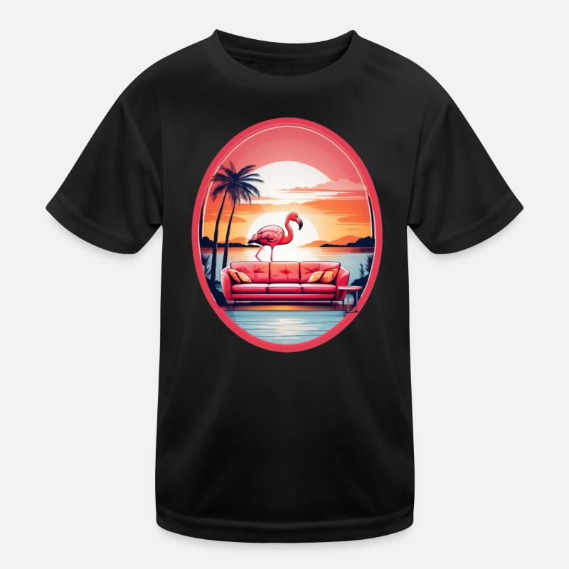 Flamingo Sofa Kinder Funktions-T-Shirt