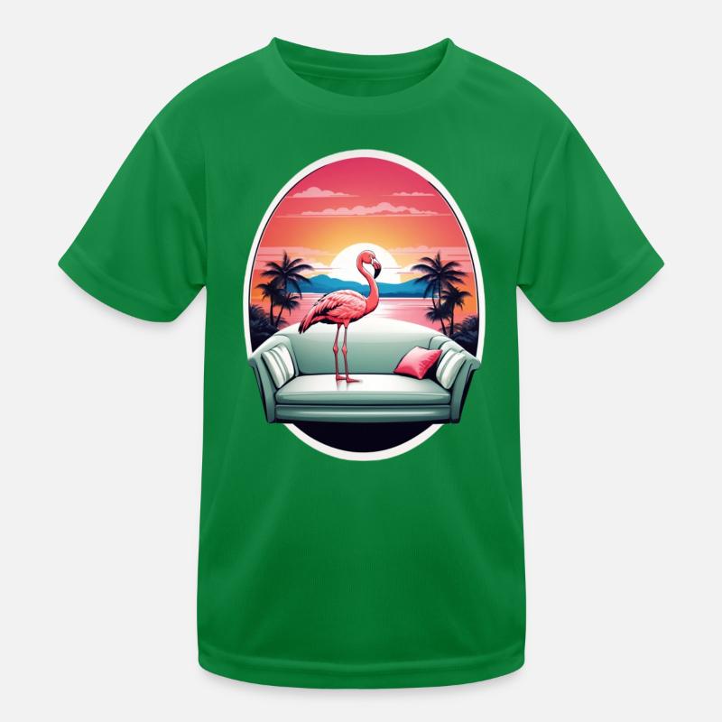 Flamingo Sofa Kinder Funktions-T-Shirt
