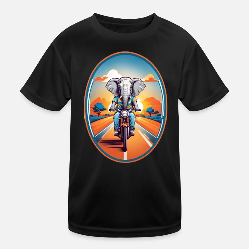 Elefant auf Motorrad Kinder Funktions-T-Shirt
