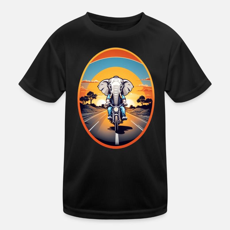Elephant on motorcycle Kids Functional T-Shirt