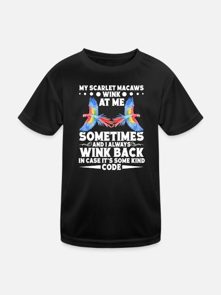 Meine Scharlachroten Aras zwinkern mir manchmal zu - Kinder Funktions-T-Shirt - Schwarz - Vorne