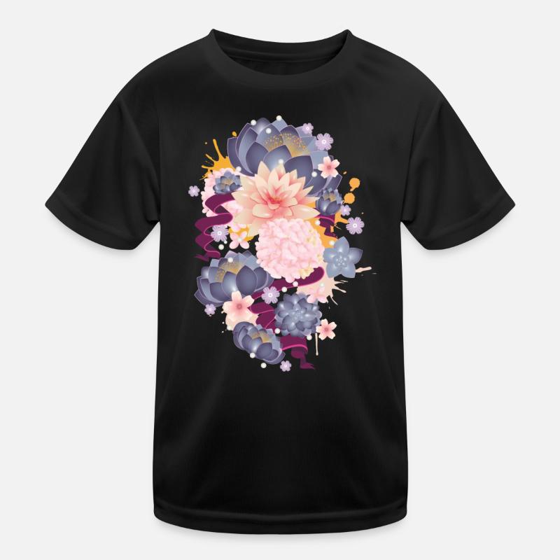 Composition of water lilies, hydrangeas and succulents Kids Functional T-Shirt