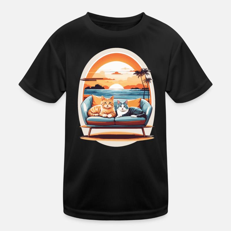 Katzen am Meer Kinder Funktions-T-Shirt