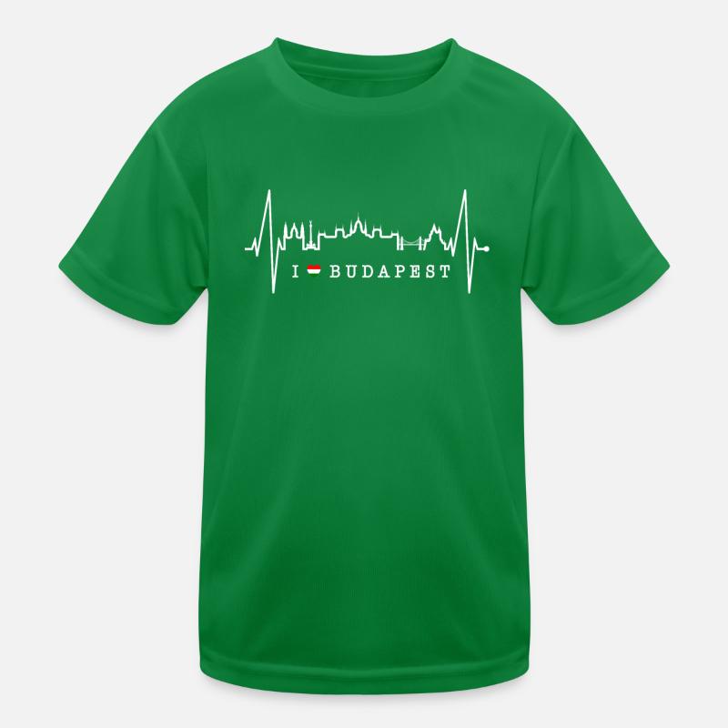 Budapest Skyline Herzschlag Ungarn Herz Budapester Kinder Funktions-T-Shirt