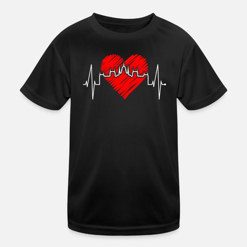 Budapest Skyline Herzschlag Ungarn Herz Budapester Kinder Funktions-T-Shirt