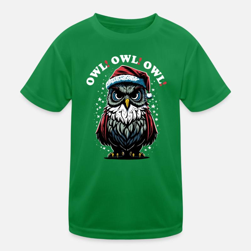 Santa Claus Owl Kids Functional T-Shirt