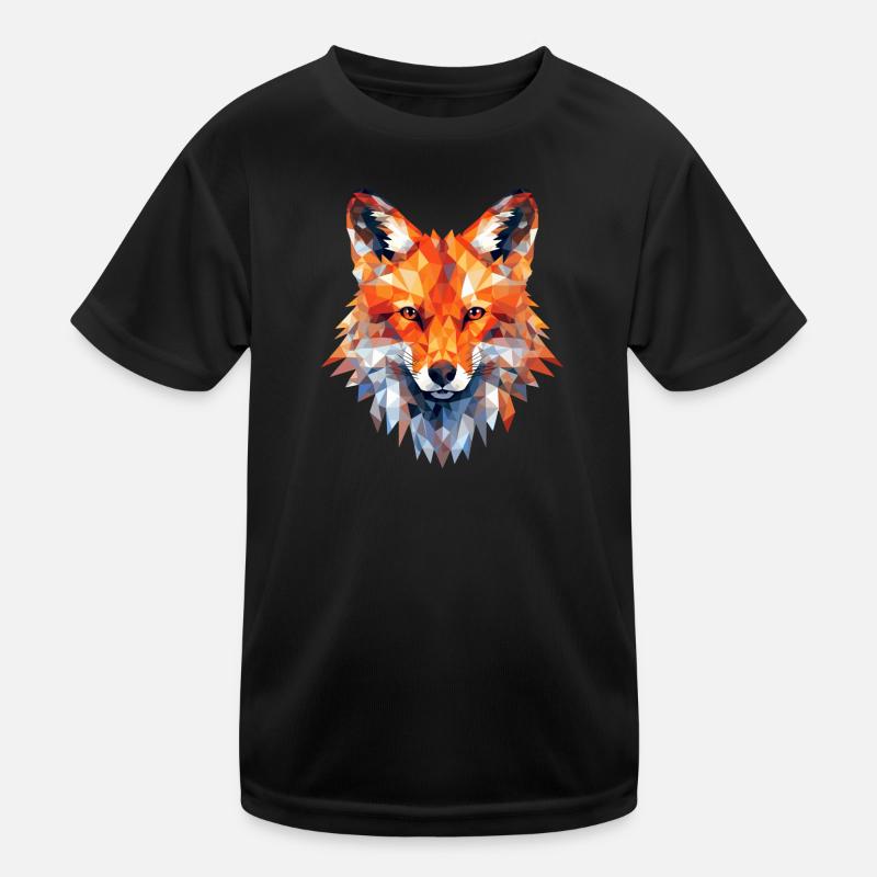 Fuchs Polygon Füchse Wald Polarfuchs Tier - Kinder Funktions-T-Shirt - Schwarz