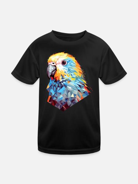 Budgie Polygon Bird Budgies - Kids Functional T-Shirt - black - Front