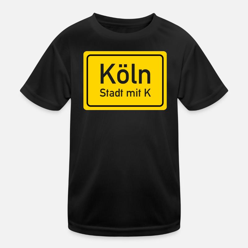Kölner Ortsschild Deutschland - Kinder Funktions-T-Shirt - Schwarz