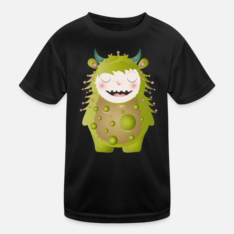 Monstre vert mignon avec des cornes T-shirt sport Enfant