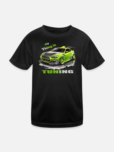 Tuning Auto - Kinder Funktions-T-Shirt - Schwarz - Vorne