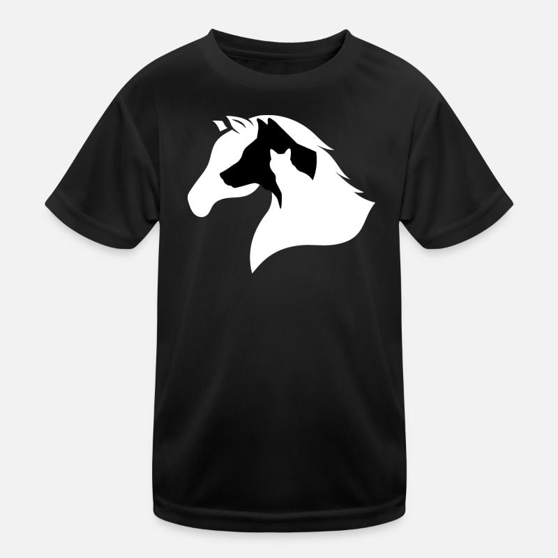 Pferd, Hund, Katze-Silhouette - Kinder Funktions-T-Shirt - Schwarz