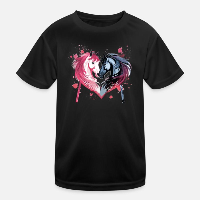 Pferdeköpfe in Herzform Kinder Funktions-T-Shirt