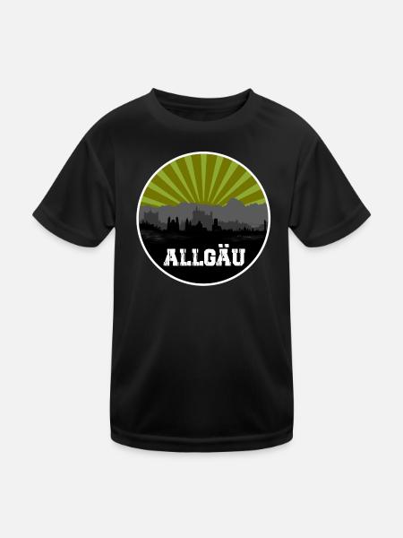 Allgäu Retro Skyline - Kids Functional T-Shirt - black - Front