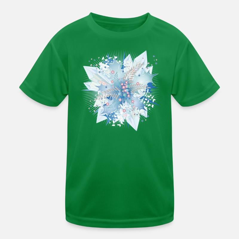 delicate bluish holly branch with crystals Kids Functional T-Shirt