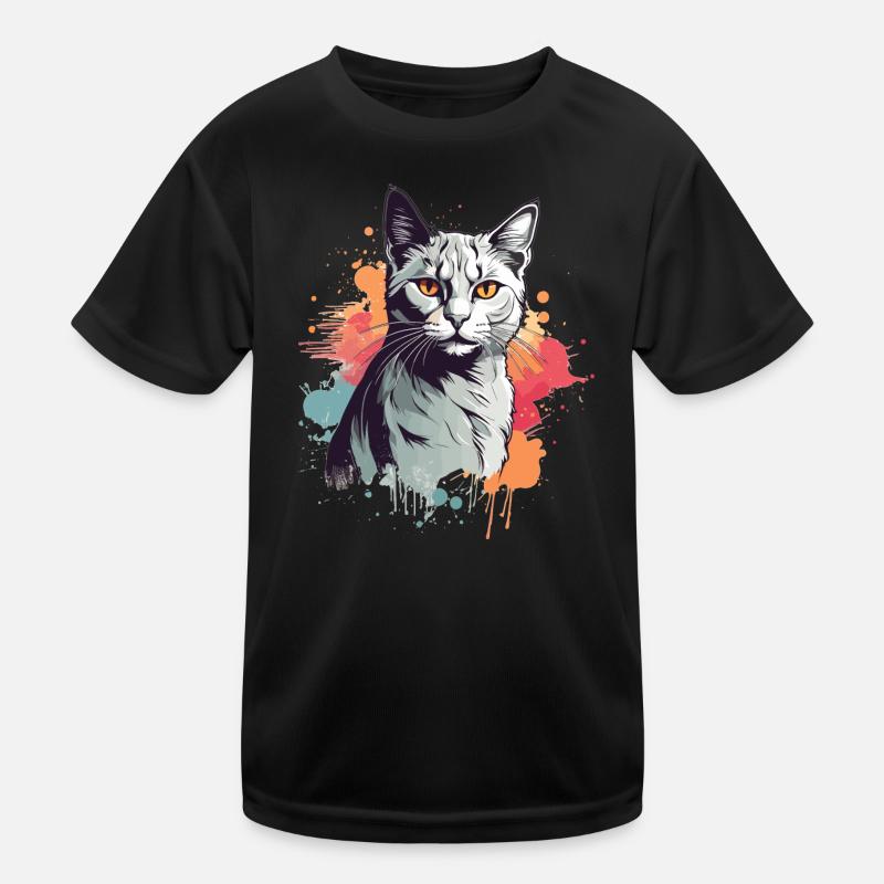 Süße graue Katze Kinder Funktions-T-Shirt