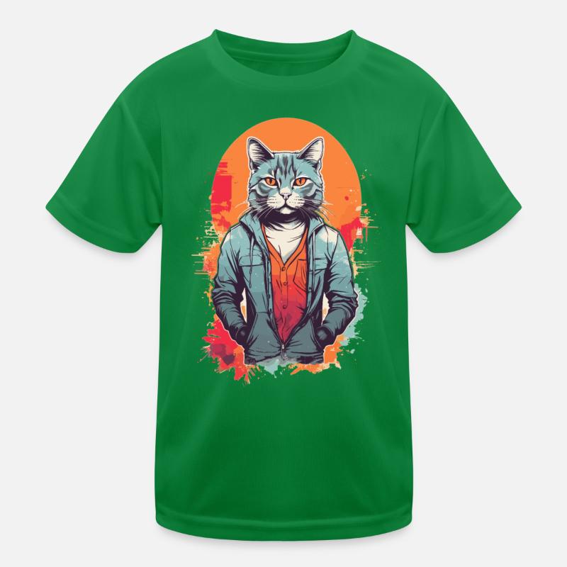 Coole graue Katze Kinder Funktions-T-Shirt