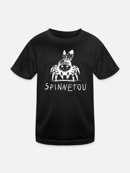 spinnetou wortspiel spinne lustig winnetou - Kinder Funktions-T-Shirt - Schwarz