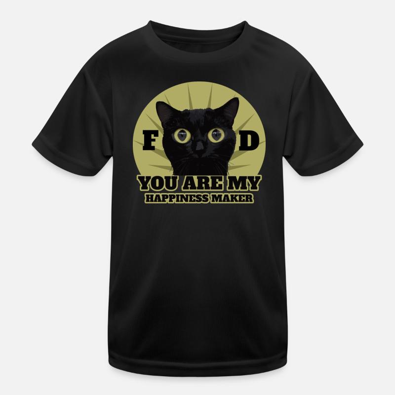 Süße Schwarze Katze - Kinder Funktions-T-Shirt - Schwarz