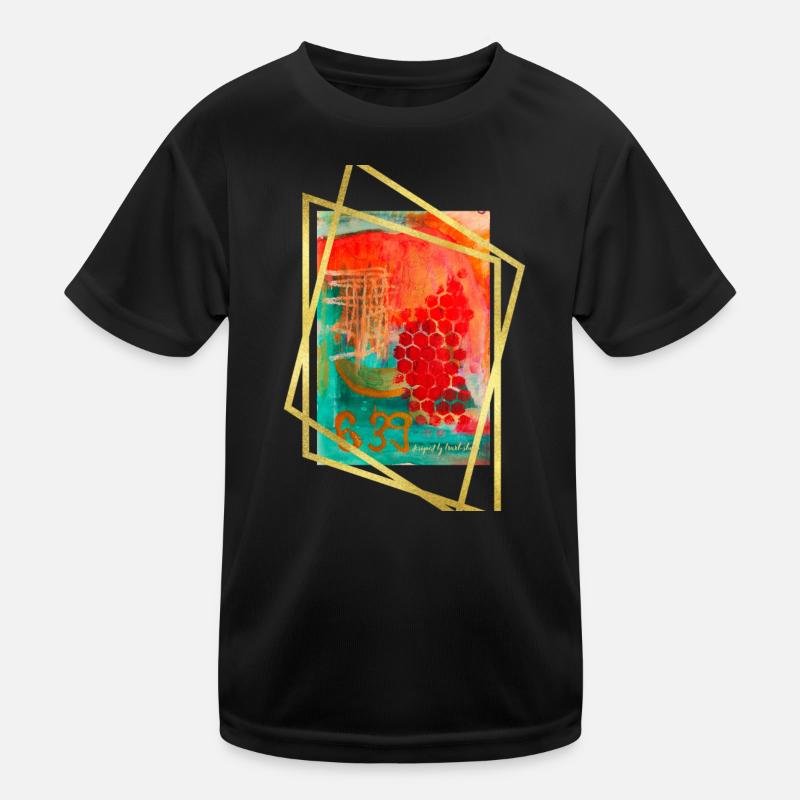 Abstrakte Verschmelzung mit lebendigen Sechsecken Kinder Funktions-T-Shirt
