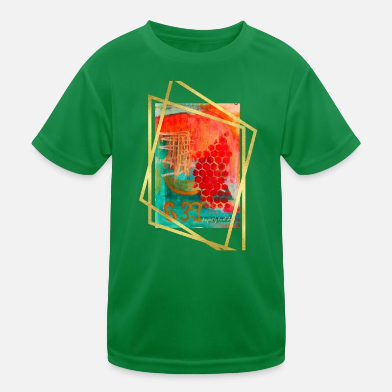 Abstrakte Verschmelzung mit lebendigen Sechsecken Kinder Funktions-T-Shirt