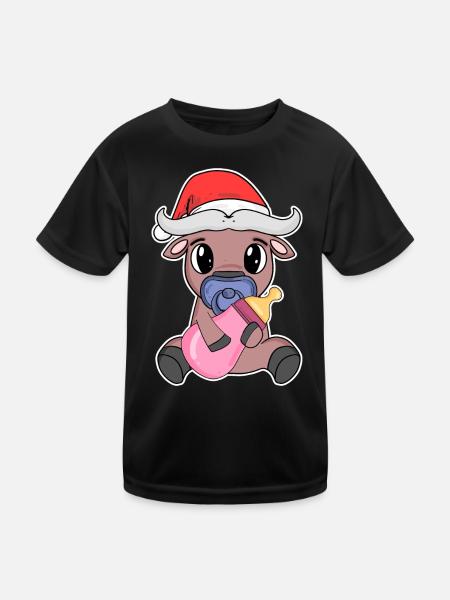 Ochse Baby Weihnachten - Kinder Funktions-T-Shirt - Schwarz - Vorne