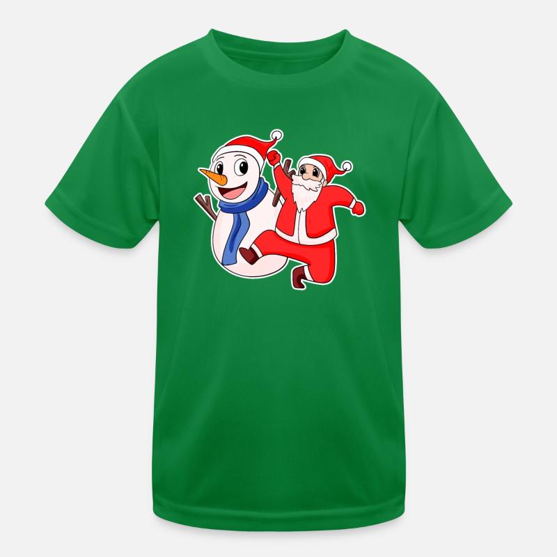 Weihnachtsmann Schneemann Winter Kinder Funktions-T-Shirt