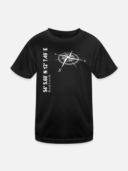 Koordinaten Rostock - Kinder Funktions-T-Shirt - Schwarz