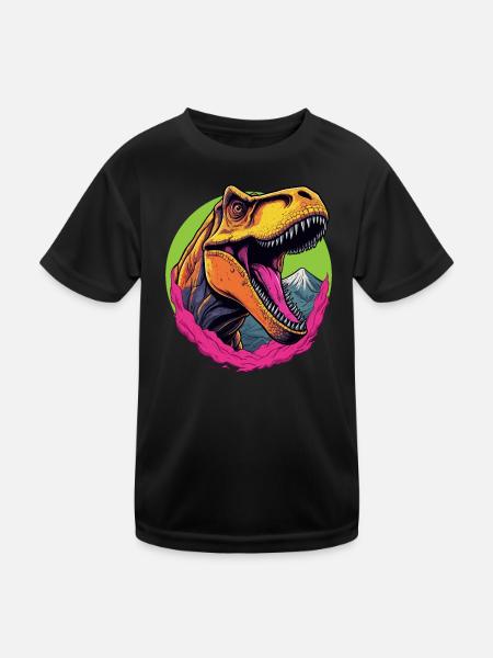 Tyrannosaurus Rex - Kinder Funktions-T-Shirt - Schwarz - Vorne