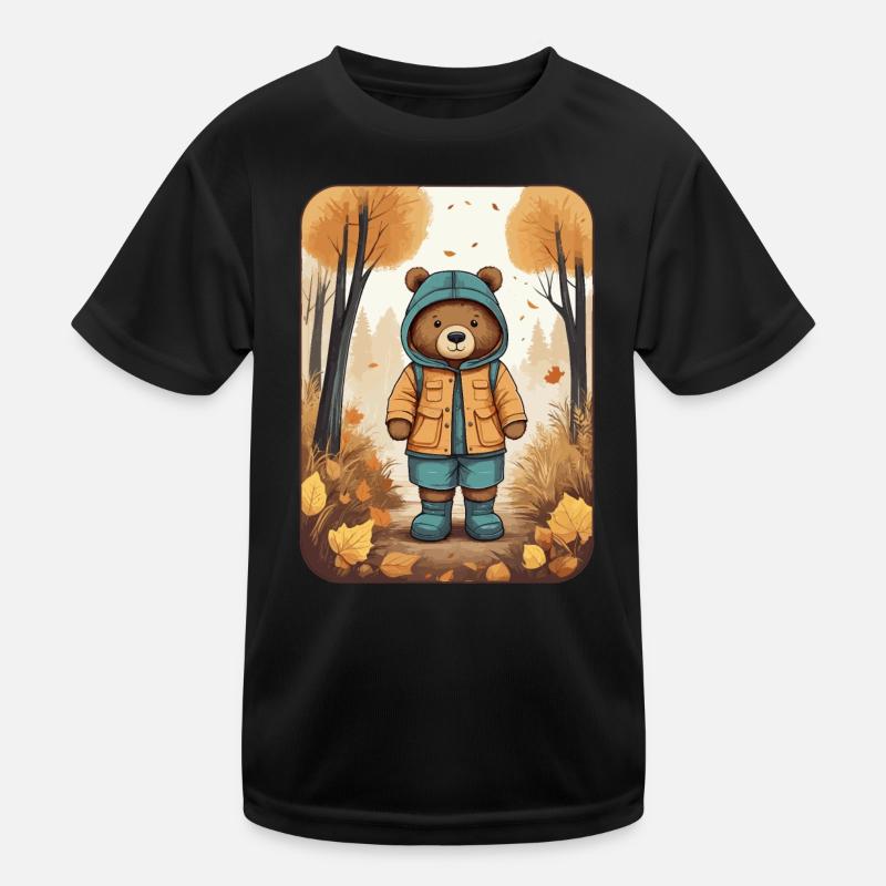 Süßer Bär mit Regenmantel Kinder Funktions-T-Shirt