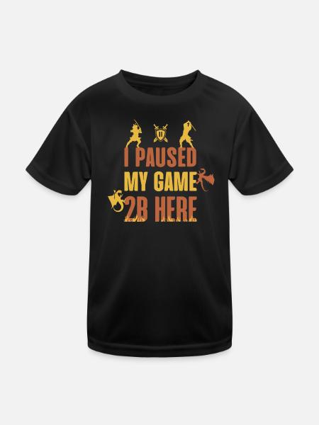 I Paused My Game 2B Here - Kids Functional T-Shirt - black
