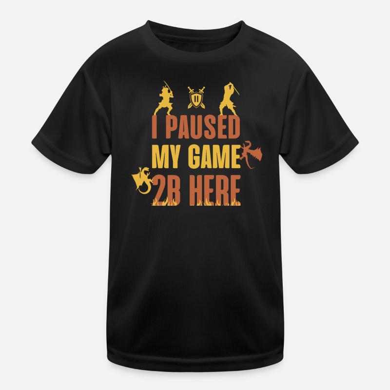 I Paused My Game 2B Here - Kids Functional T-Shirt - black