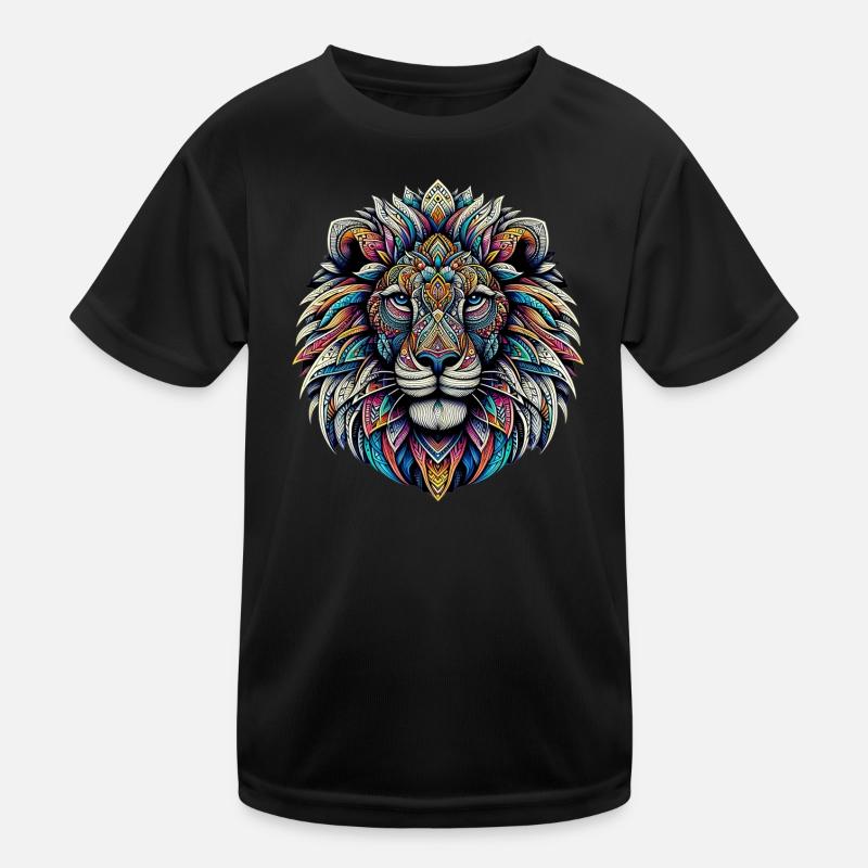 Löwe mit Mandalas verziert Kinder Funktions-T-Shirt