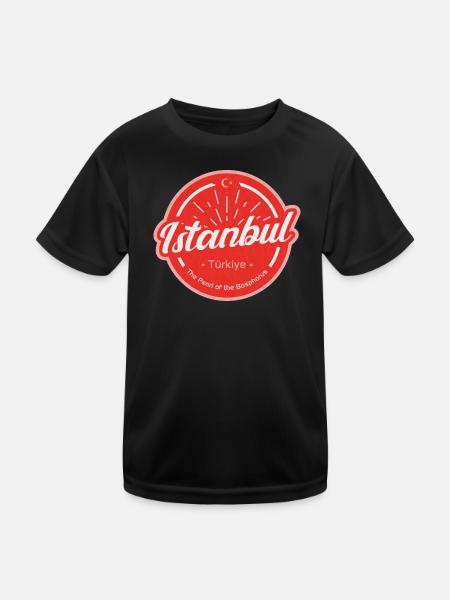 Istanbul - Kinder Funktions-T-Shirt - Schwarz - Vorne