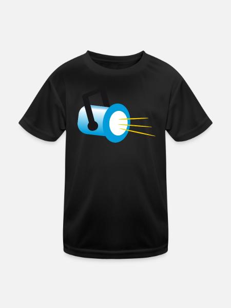 Scheinwerfer | Headlight - Kinder Funktions-T-Shirt - Schwarz - Vorne