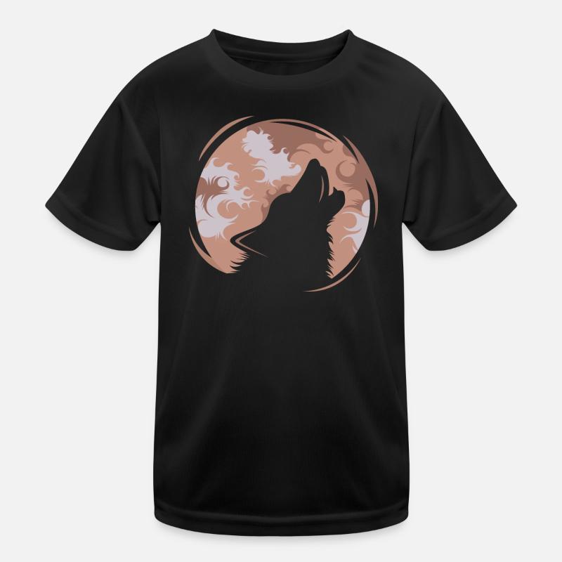 Illustration de loup icône logo lune soir icône T-shirt sport Enfant
