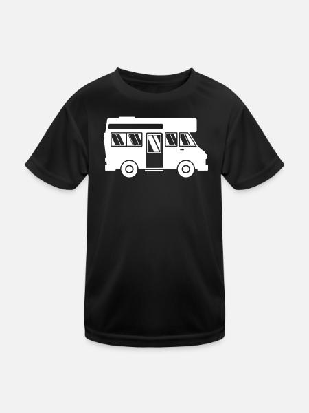 Caravan Wanderlust Wanderer Camping Camper - Kids Functional T-Shirt - black - Front