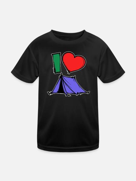 Camping Statement Wanderer Herz Wanderlust Zelten - Kinder Funktions-T-Shirt - Schwarz - Vorne