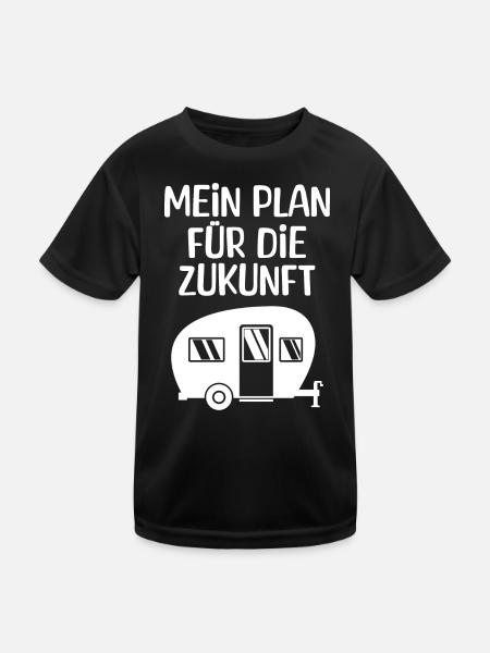 Wanderlust Camping Chillen Wohnwagen Statement - Kinder Funktions-T-Shirt - Schwarz - Vorne