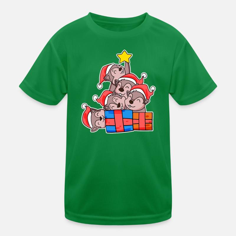Squirrel Christmas Tree Christmas Kids Functional T-Shirt