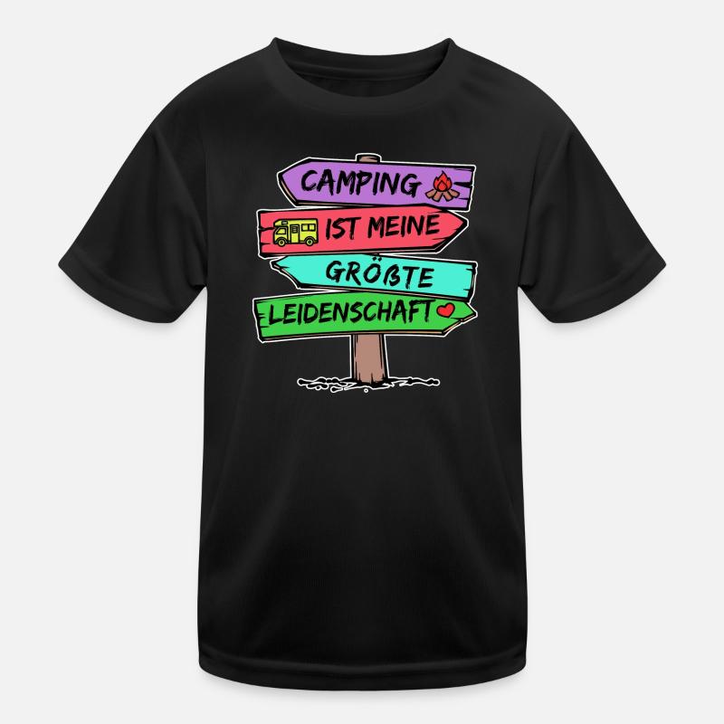 Camping Statement Wanderlust Wanderer Herz Camper Kinder Funktions-T-Shirt