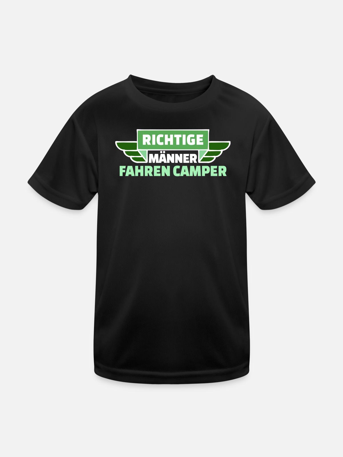 Camping Wanderer Camper Wanderlust Statement - Kinder Funktions-T-Shirt - Schwarz - Vorne