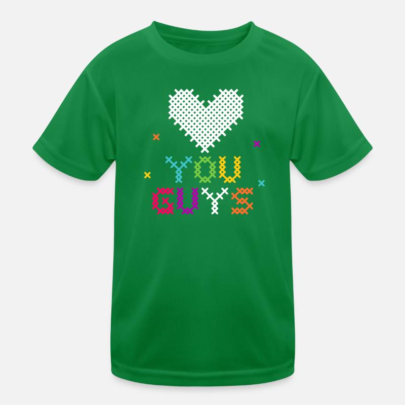 Cross-Stitch Heart Love Typography Kids Functional T-Shirt