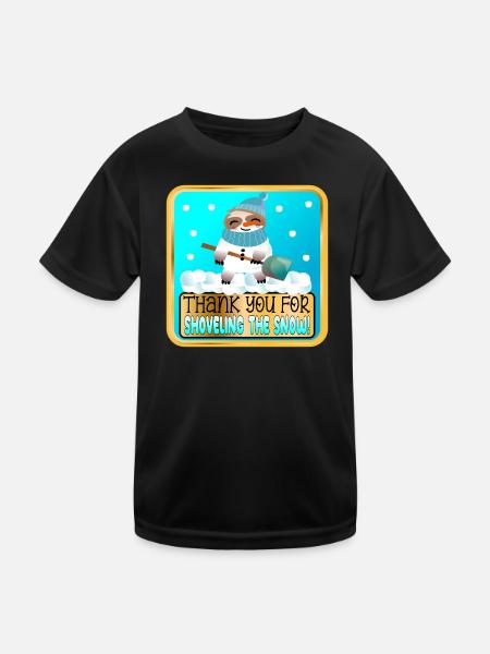 SHOVELING THE SNOW - THANK YOU SLOTH - Kids Functional T-Shirt - black - Front