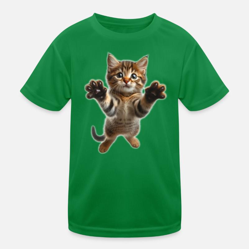 Cute jumping little cat Kids Functional T-Shirt
