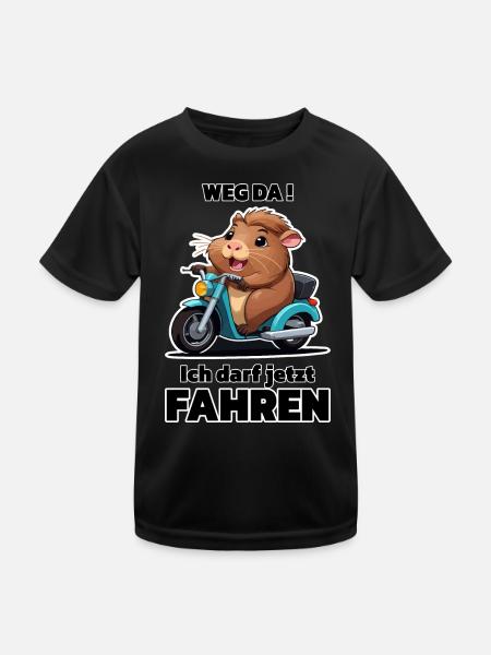 Motorrad Mofa Führerschein Bestanden - Kinder Funktions-T-Shirt - Schwarz