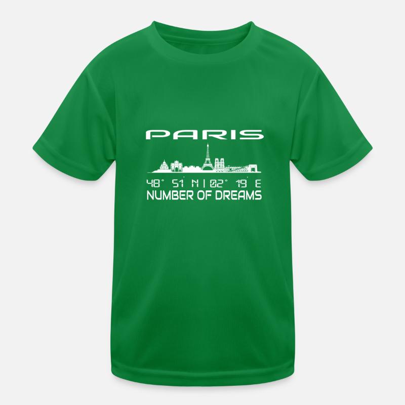 Skyline Paris Silhouette GPS Coordinates Kids Functional T-Shirt